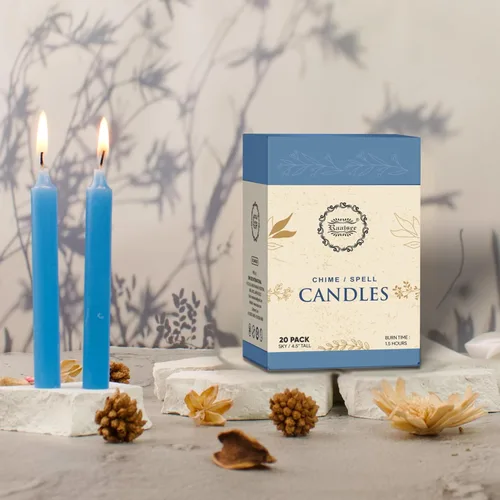 Miniatura 3 de Raajsee Paquete de 20 mini velas cónicas sin aroma, azul cielo Velas de cena de 5 pulgadas (alto) Sin humo y sin goteo Cera de parafina