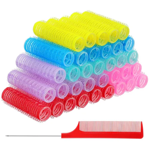 Miniatura 2 de Syhood Juego de 36 rulos de nailon para el cabello, pequeños rizadores de peluquería de salón de belleza, rodillos de pelo para bricolaje, peine