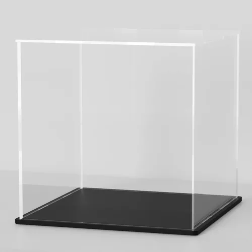 Estuche acrílico de 8 pulgadas para exhibición, caja de acrílico transparente para coleccionables, funda de vidrio alternativo con soporte negro