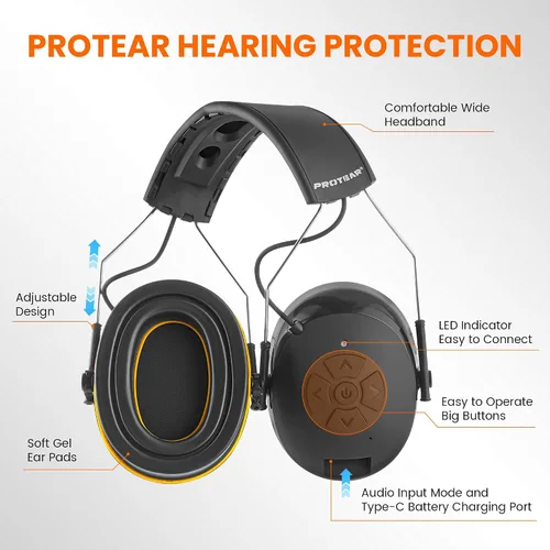 Miniatura 2 de Bluetooth 5.4 Hearing Protection,NRR 25dB Noise Cancelling Headphone,Rechargeable Safety Earmuffs for Mowing,Working