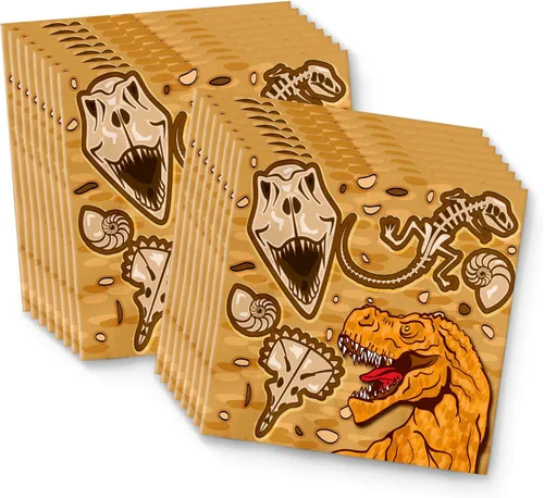 Miniatura 4 de Juego para fiesta de cumpleaños de dinosaurio T-rex rugiendo, equipo de abundantes suministros platos, servilletas, vasos de Vajilla para 16