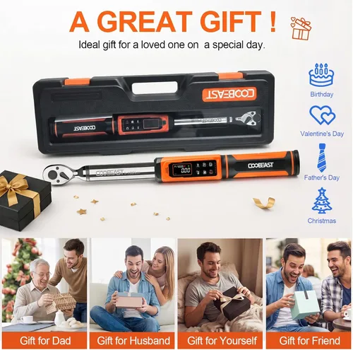 Miniatura 8 de coobeast Llave dinamométrica digital, llave dinamométrica electrónica de accionamiento de 3/8 con valor preestablecido