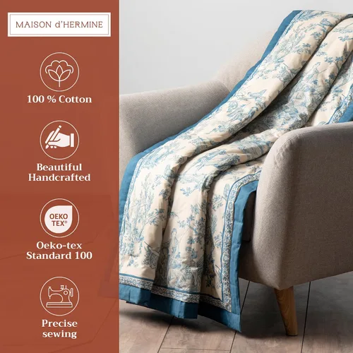 Miniatura 2 de Maison d' Hermine Manta para sofá, ligera y suave, cálida y transpirable, de algodón, para cama, para niñas, niños, mujeres, hombres, regalos, sofá