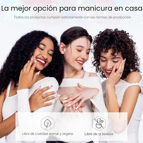 Miniatura 8 de Modelones Esmalte de uñas en gel con purpurina, acabado brillante ultra fino blanco con aurora, purpurina transparente, acabado brillante con A1