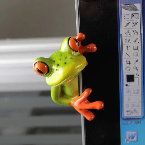 Miniatura 3 de 2 piezas de decoración de ranas de resina, adorable y divertida figura de rana 3D, regalo creativo de figura de animal, escritorio de oficina