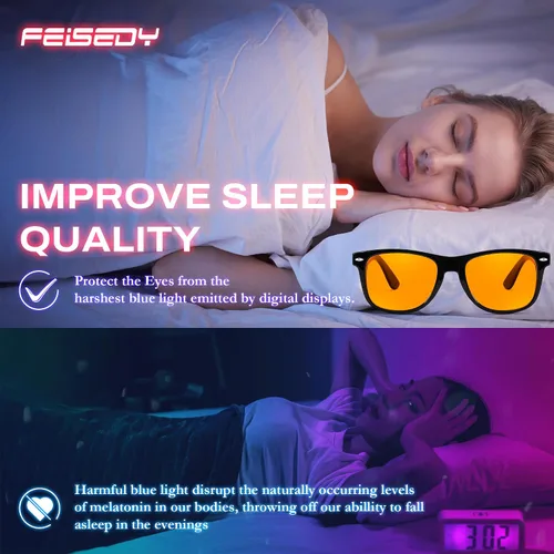 Miniatura 3 de FEISEDY Orange Blue Light Blocking Glasses for Woman Men Amber Lenses Computer Gaming Glasses for Better Sleep