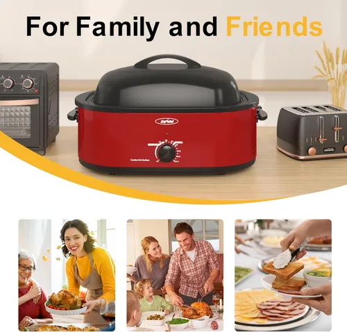 Miniatura 6 de Sunvivi Horno Tostador con Tapa de Autohilvanado, Asador Eléctrico de 20 Cuartos con Bandeja Extraíble y Parrilla, Control de Temperatura de Rango