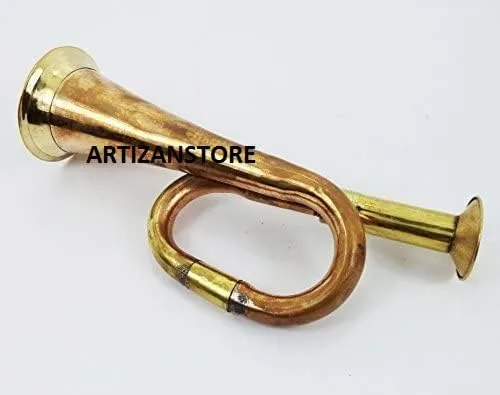 Miniatura 2 de Militar Ejército Chino Latón y Cobre Soplando Bugle Ataque Guerra Comando Señal Cuerno 6 Pulgadas