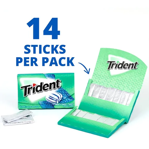 Miniatura 5 de Goma de mascar Trident Minty Sweet Twist sin azúcar, 12 paquetes de 14 piezas (168 piezas en total)