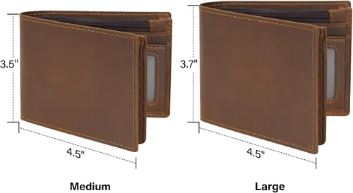 Miniatura 2 de Polare - Cartera plegable de piel de caballo loco natural para hombre, con bloqueo RFID