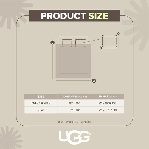 Miniatura 8 de UGG Juego de edredón Full/Queen con 2 fundas de almohada, ropa de cama de pelo sintético suave, cálido, edredón alternativo de plumón lavable