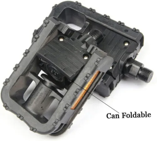 Miniatura 2 de BESPORTBLE Pedales de bicicleta plegables, 2 pedales universales de montaña de 9/16 pulgadas con tiras reflectantes – Pedales de rotación rápida