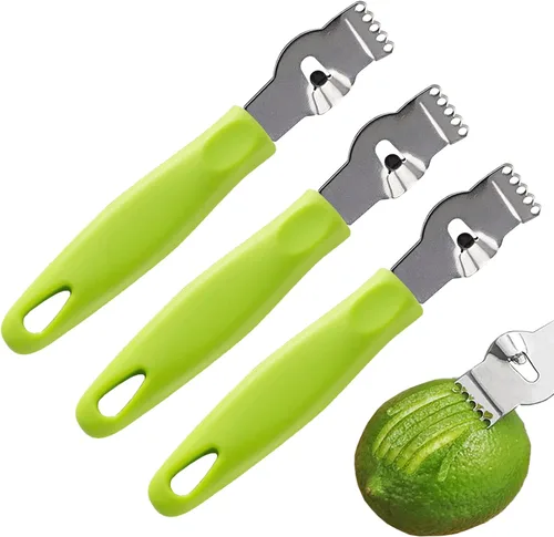 Miniatura 6 de 3 Uds. Limón Zester Herramienta Pelador de cítricos Rallador Zester con mango Rallador de frutas de acero inoxidable Cuchillo de pelar multiusos