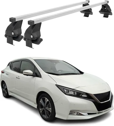 Miniatura 11 de Barras transversales para portaequipajes, portaequipajes con bloqueo, color plateado liso, se adapta a Nissan Leaf 2016-2018, negro, barras de techo