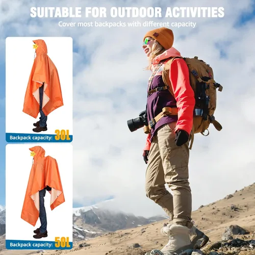 Miniatura 81 de ANYOO Poncho de lluvia con capucha para adultos, impermeable, ligero, para hombres y mujeres, chaqueta de lluvia reutilizable para emergencias al