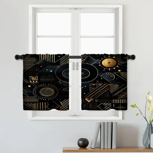 Miniatura 143 de Batmerry Silueta de hombre y niño, marco en forma de corazón con figuras, tratamiento de ventana, cortina corta de cocina multicapa de poliéster