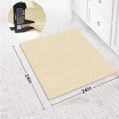 Miniatura 2 de Tapete de ducha antideslizante sin ventosa, 24 x 24 pulgadas de PVC lufa para ducha, baño, tapete de bañera con drenaje para superficie texturizada