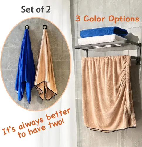 Miniatura 7 de kilofly 2 toallas de baño ajustables para hombre con cierre a presión, 26 x 54 pulgadas