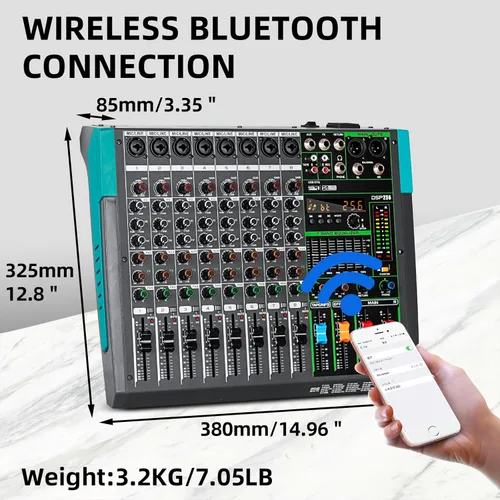 Miniatura 6 de Depusheng PA8 Mezclador de Audio Profesional / Mesa de Mezclas / Consola de Audio de Escritorio, Sistema de Interfaz de 8 Canales, Digital, USB