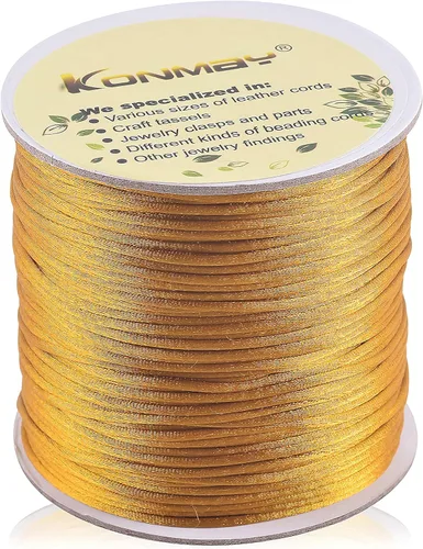 Miniatura 122 de KONMAY 80 Yardas 1.0mm Cordón Rattail de Nylon Satén Seda Trim Hilo para Cuentas para Nudos Chinos, Kumihimo, Trabajo con Cuentas, Macramé, 2-Azul