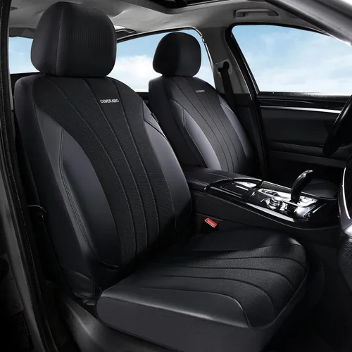 Miniatura 21 de Coverado Fundas de asiento delantero, fundas de asiento beige, 2 asientos, protectores de cuero para automóvil, paquete de 2, fundas de asiento