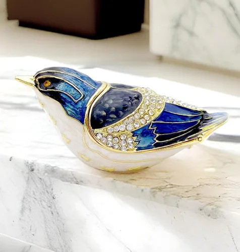 Miniatura 4 de JWT Astyle Bule-Naped Nuthatch - Cajas de baratijas con bisagras de cristal coleccionables, joyero para amantes de los pájaros, collares, anillos