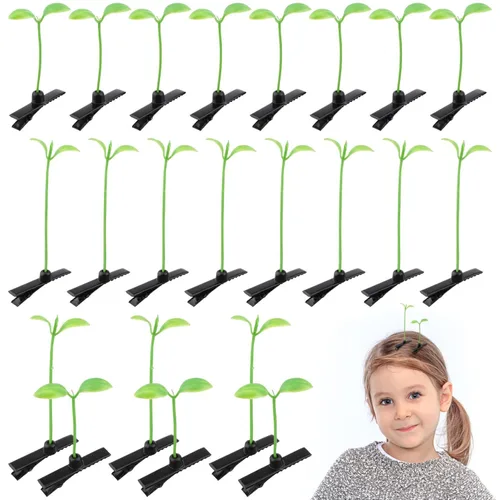 100 pinzas para el pelo de brotes de frijol, pinzas para el cabello con plantas verdes, horquillas divertidas para el cabello, adornos para el