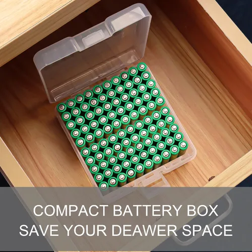 Miniatura 7 de Caja de almacenamiento para baterías, caja organizadora portátil de pilas AAA con capacidad para 100 pilas AAA, plástico aislante color transparente