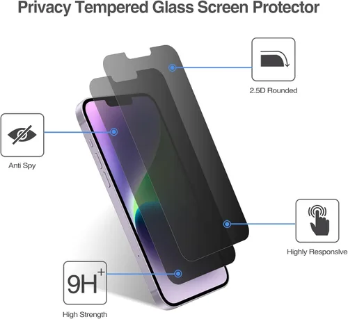 Miniatura 3 de ProCase Paquete de 2 protectores de pantalla de privacidad para iPhone 14 Plus iPhone 13 Pro Max, protector de pantalla de vidrio templado oscuro 9H