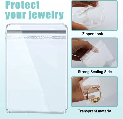 Miniatura 3 de WEDDINGHELPER Bolsas de joyería pequeñas autosellantes de plástico con cremallera, bolsas transparentes de PVC transparente para guardar pulseras
