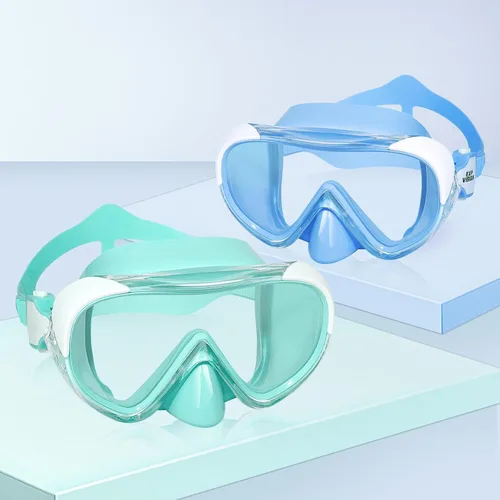 Miniatura 15 de Máscara de natación para niños, máscara de buceo de esnórquel de 180°, gafas de natación antivaho para niños con cubierta para la nariz, gafas