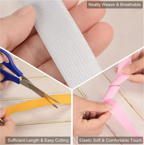 Miniatura 4 de HARFINGTON Bandas elásticas de costura de 44 yardas, 1 pulgada y 0.984 in de ancho, cordón elástico de punto plano para proyectos de bricolaje