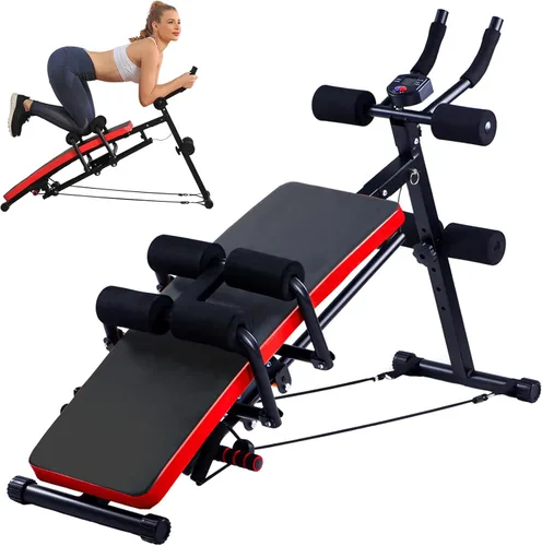 KESHWELL Máquina de abdominales, equipo de entrenamiento abdominal para el hogar, banco de entrenamiento de empuje para sentarse, equipo de