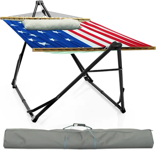 Miniatura 26 de Soporte de hamaca Tranquillo Uniki con garantía de 3 años, hamaca plegable instantánea de 30s con soporte, hamaca de camping con capacidad de 550 1.