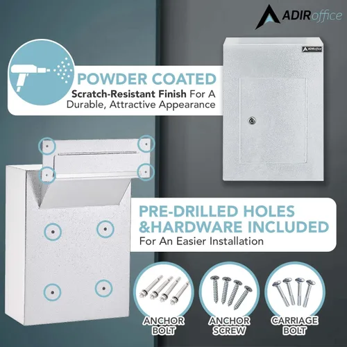 Miniatura 3 de AdirOffice Caja fuerte para colgar a través de la pared, acero grueso duradero con canal ajustable, bóveda de correo para casa, oficina, hotel