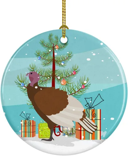 Miniatura 4 de Caroline's Treasures Adorno de cerámica de Navidad pintado o de codorniz chino, decoración colgante de árbol de Navidad verde azulado para el hogar