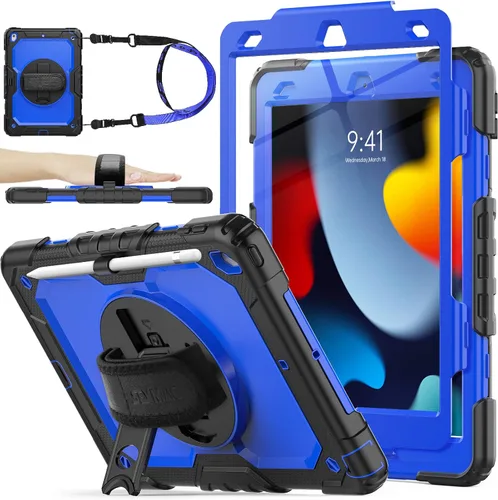 Miniatura 13 de SEYMAC stock Funda para iPad de 9ª/8ª/7ª generación de 10.2", a prueba de golpes con protector de pantalla, soporte para lápiz