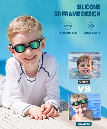 Miniatura 4 de Aegend Gafas de natación polarizadas para niños, gafas de natación antivaho para niños de 6 a 11 años