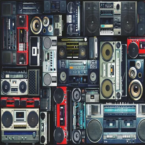 Miniatura 8 de AOFOTO Fondo de pared vintage de 5 x 3 pies de estilo retro de los años 80, amplificador nostálgico antiguo de música, audio antiguo, altavoz bajo