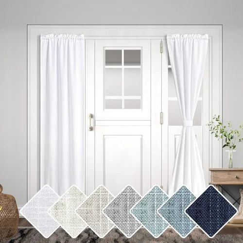 Miniatura 10 de KOUFALL Cortinas de luz lateral para puerta de 72 pulgadas de largo para ventanas laterales, mezcla de lino, protección de privacidad, filtrado