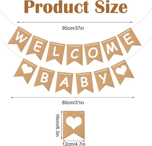 Miniatura 2 de Cartel de bienvenida para bebé, decoración rústica para baby shower, elegante cartel de anuncio de niño y niña, letrero de nacimiento para recién