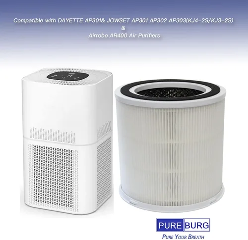 Miniatura 2 de PUREBURG Filtro de repuesto compatible con purificadores de aire DAYETTE AP301 y JOWSET AP301 AP302 AP303 y AIRROBO AR400, paquete de 2 unidades H13