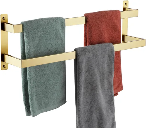 Miniatura 12 de KOKOSIRI Barras para Toallas de Baño de 2 Niveles Tipo Escalera Rieles para Toallas de 24 Pulgadas Soportes para Toallas Montados en Pared Estantes