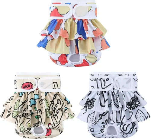 Miniatura 13 de Pañales Reutilizables para Perras Hembras Paquete de 3 Pañales Lavables Altamente Absorbentes para Perras, Pañales Flexibles para Perras, A Prueba
