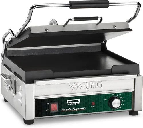 Waring Commercial WFG250 Tostato Supremo® Parrilla Grande Plana para Tostar, 120V, 1800W, Enchufe 5-15, Plateado