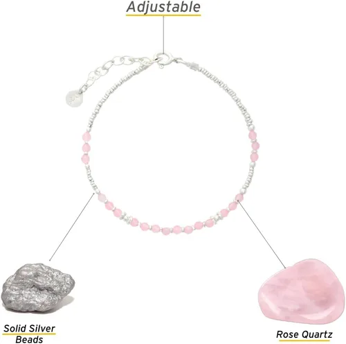 Miniatura 2 de Pulsera energética hecha a mano con cuentas de plata de ley 925 con piedras preciosas - Empoderando la joyería de las mujeres