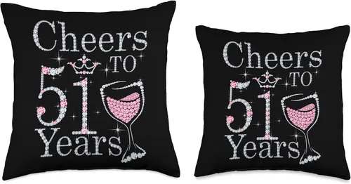 Miniatura 3 de Pink Wine Crown 51st Birthday Tee Gift For Womens Cheers to 51 Years 1971 - Camiseta de regalo para mujer, 16 x 16 pulgadas, multicolor