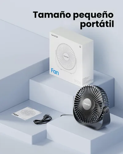 Miniatura 7 de Gaiatop Ventilador de escritorio USB, flujo de aire fuerte de 3 velocidades, portátil de 5.5 pulgadas, rotación de 90°, refrigeración silenciosa