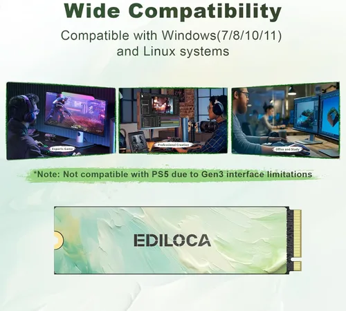 Miniatura 6 de Ediloca SSD NVMe M.2 de 128 GB PCIe Gen 3x4, hasta 1130 MB/s de lectura, unidad interna de estado sólido M.2 2280, caché SLC dinámico, compatible