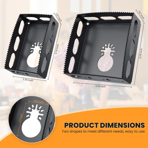 Miniatura 5 de Cortador cuadrado de salida de paneles de yeso para herramienta oscilante, paquete de 2 herramientas de corte de caja eléctrica para cajas de pared